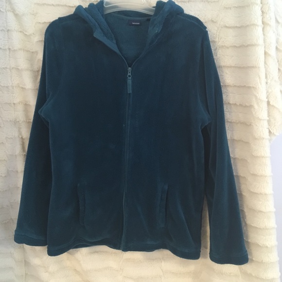 Basic Editions Tops - Basic Editions Velour Hooded Sweatshirt